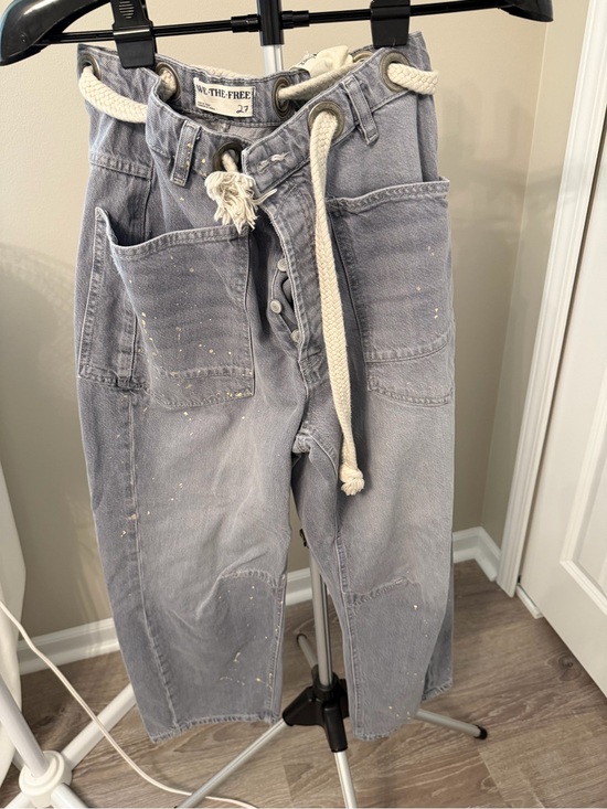 We The Free Denim - We The Free Light Gray Painter-Style Moxie jeans